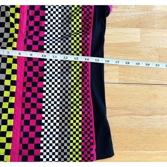 Kinona Golf Keep It Covered Tank Top Athletic Sleeveless Check Neon Retro Small - Picture 8 of 9